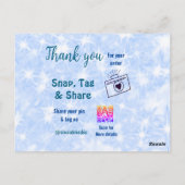 スナップタグをシェア SNS キラキラ 青 QRコード ポストカード (裏面)