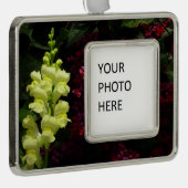 スナップドラゴンとパゴダの花カラフルフローラ シルバープレートフレームオーナメント (右)