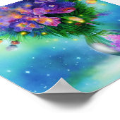 スナップドラゴンの花瓶のインクと水芸術 ポスター (角)