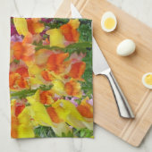 スナップドラゴンカラフルフローラ キッチンタオル (四つ折り)