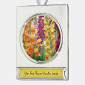 スナップドラゴンカラフルフローラ シルバープレートバナーオーナメント (左)