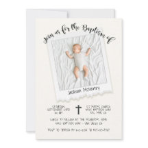 スナップモダンショット写真バプテスマ招待状