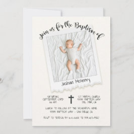 スナップモダンショット写真バプテスマ招待状 招待状