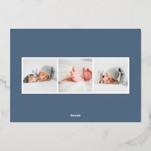 スナップモダンショット |ホイル誕生のお知らせ 箔招待状 (裏面)