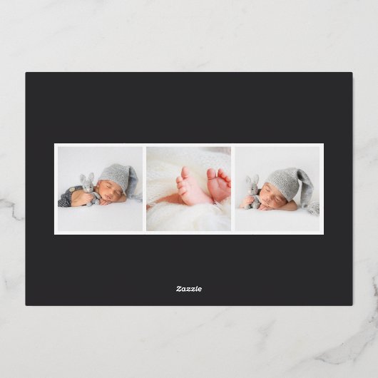 スナップモダンショット |ホイル誕生のお知らせ 箔招待状 (裏面)