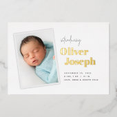 スナップモダンショット |ホイル誕生のお知らせ 箔招待状 (正面)