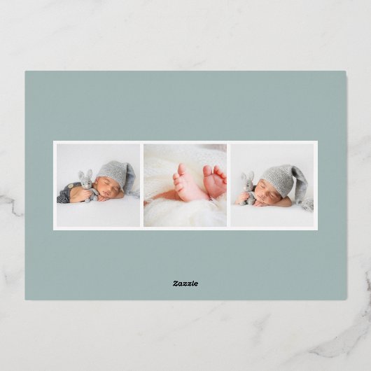 スナップモダンショット |ホイル誕生のお知らせ 箔招待状 (裏面)