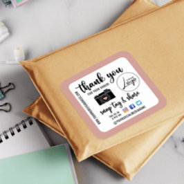 スナップラベルと共有ソーシャルメディア注文ありがとう スクエアシール