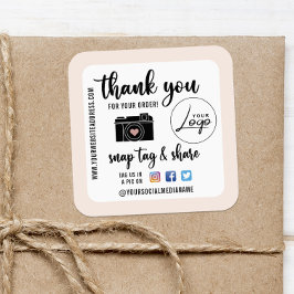 スナップラベルと共有ソーシャルメディア注文ありがとう スクエアシール