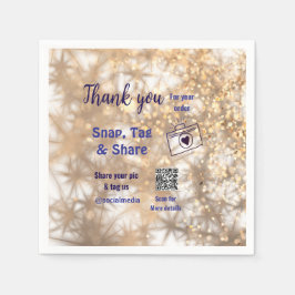 スナップラベル共有ソーシャルメディアq rコードグリッター金ゴールド スタンダードカクテルナプキン