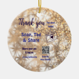 スナップラベル共有ソーシャルメディアq rコードグリッター金ゴールド セラミックオーナメント