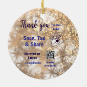 スナップラベル共有ソーシャルメディアq rコードグリッター金ゴールド セラミックオーナメント (裏面)