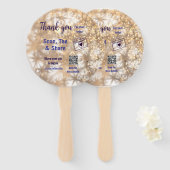 スナップラベル共有ソーシャルメディアq rコードグリッター金ゴールド ハンドファン (正面&裏面)