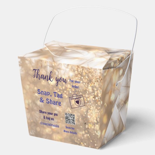 スナップラベル共有ソーシャルメディアq rコードグリッター金ゴールド フェイバーボックス (正面)