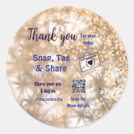 スナップラベル共有ソーシャルメディアq rコードグリッター金ゴールド ラウンドシール