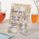 スナップラベル共有ソーシャルメディアq rコードグリッター金ゴールド 台座サイン (インサイチュ)