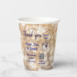 スナップラベル共有ソーシャルメディアq rコードグリッター金ゴールド 紙コップ