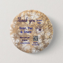 スナップラベル共有ソーシャルメディアq rコードグリッター金ゴールド 缶バッジ