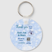 スナップラベル共有ソーシャルメディアq rコードグリッター青 キーホルダー (裏面)