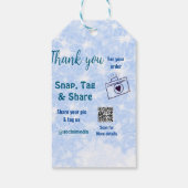 スナップラベル共有ソーシャルメディアq rコードグリッター青 ギフトタグ (裏面)