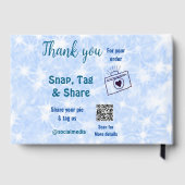 スナップラベル共有ソーシャルメディアq rコードグリッター青 ゲストブック (裏面)