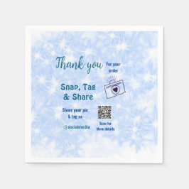 スナップラベル共有ソーシャルメディアq rコードグリッター青 スタンダードカクテルナプキン