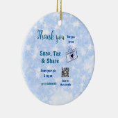 スナップラベル共有ソーシャルメディアq rコードグリッター青 セラミックオーナメント (右)