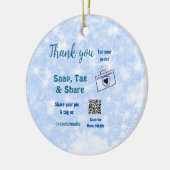 スナップラベル共有ソーシャルメディアq rコードグリッター青 セラミックオーナメント (左)