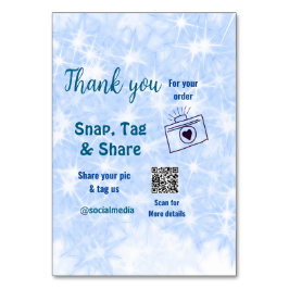 スナップラベル共有ソーシャルメディアq rコードグリッター青 テーブルナンバー