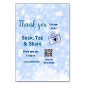 スナップラベル共有ソーシャルメディアq rコードグリッター青 テーブルナンバー (裏面)