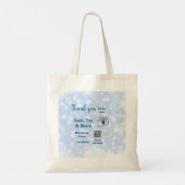 スナップラベル共有ソーシャルメディアq rコードグリッター青 トートバッグ (裏面)