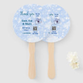 スナップラベル共有ソーシャルメディアq rコードグリッター青 ハンドファン (正面&裏面)