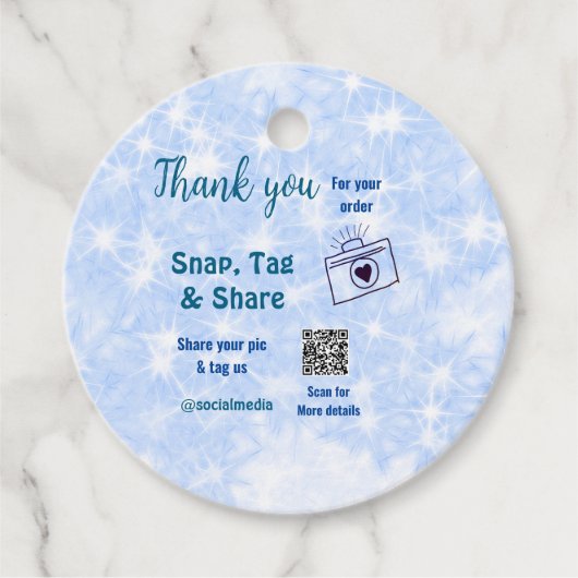 スナップラベル共有ソーシャルメディアq rコードグリッター青 フェイバータグ (正面)