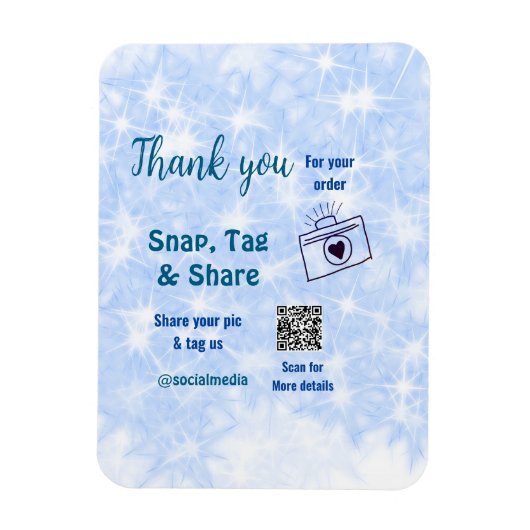 スナップラベル共有ソーシャルメディアq rコードグリッター青 マグネット (縦)