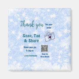 スナップラベル共有ソーシャルメディアq rコードグリッター青 マグネット