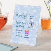 スナップラベル共有ソーシャルメディアq rコードグリッター青 台座サイン (インサイチュ)