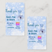 スナップラベル共有ソーシャルメディアq rコードグリッター青 名刺 (正面/裏面)