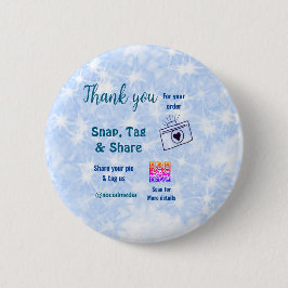 スナップラベル共有ソーシャルメディアq rコードグリッター青 缶バッジ