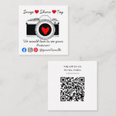 スナップ共有ラベルソーシャルメディア感謝してい秩序 スクエア名刺 (正面/裏面)