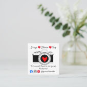 スナップ共有ラベルソーシャルメディア感謝してい秩序 スクエア名刺 (スタンド正面)