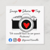 スナップ共有ラベルソーシャルメディア感謝してい秩序 スクエア名刺 (正面)