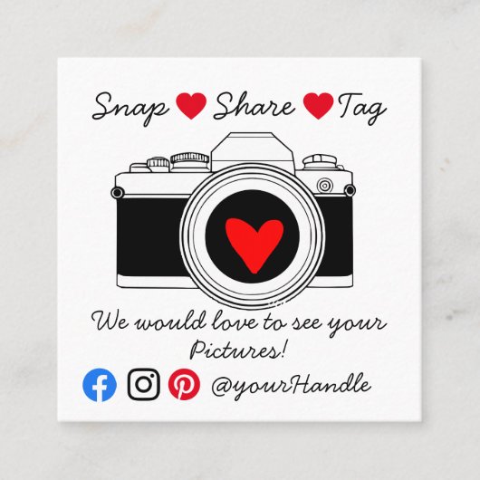 スナップ共有ラベルソーシャルメディア感謝してい秩序 スクエア名刺 (正面)