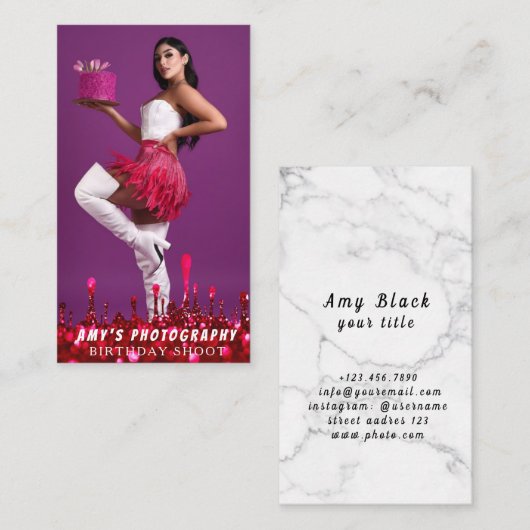 スナップ特殊モーメント誕生日写真 名刺 (正面/裏面)