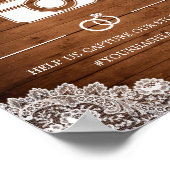 スナップ素朴のサインの木と白のレース結婚。 ポスター (角)