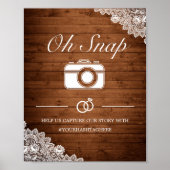 スナップ素朴のサインの木と白のレース結婚。 ポスター (正面)