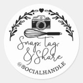 スナップ、ラベル、共有ソーシャルメディアカメラ&ベーカリーウィスク ラウンドシール (正面)