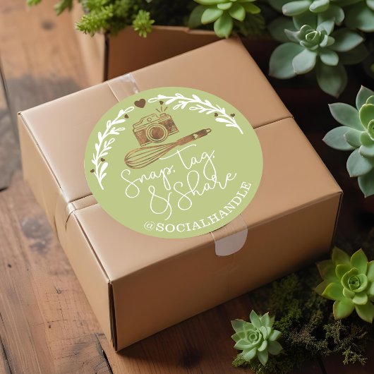 スナップ、ラベル、共有ソーシャルメディアカメラ&ベーカリーウィスク ラウンドシール