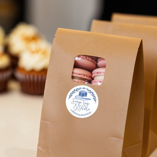 スナップ、ラベル、共有ソーシャルメディアカメラ&ベーカリーウィスク ラウンドシール