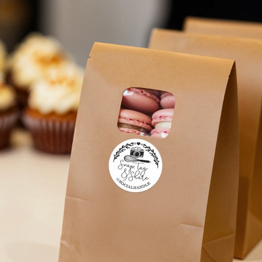 スナップ、ラベル、共有ソーシャルメディアカメラ&ベーカリーウィスク ラウンドシール