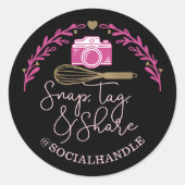 スナップ、ラベル、共有ソーシャルメディアカメラ&ベーカリーウィスク ラウンドシール (正面)